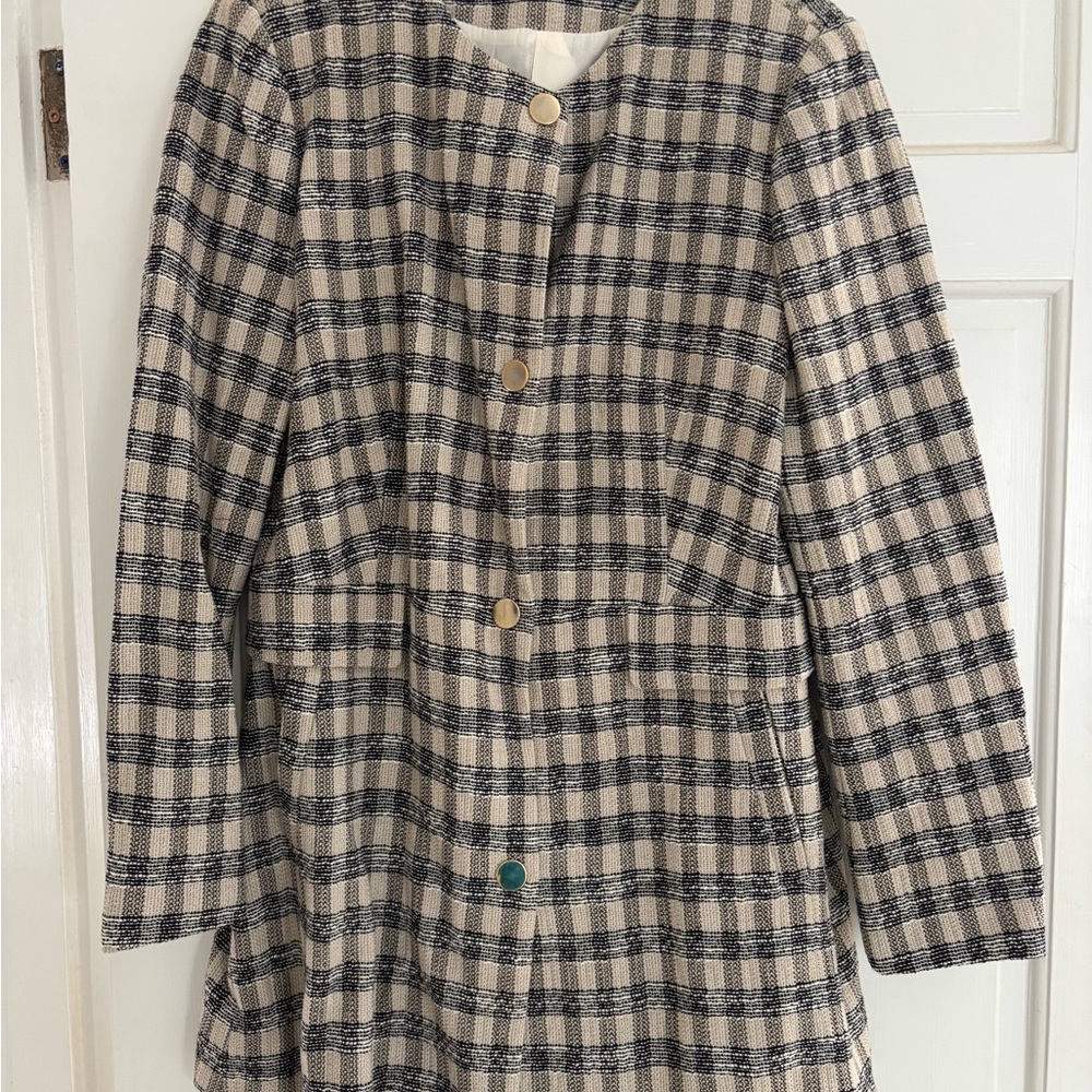 Zara Checkered Black and Cream Jacket/ Blazer